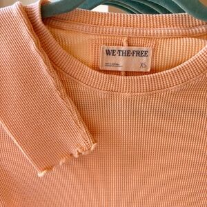 Free People Easy Does It Long Sleeve Waffle Knit Cotton T-Shirt